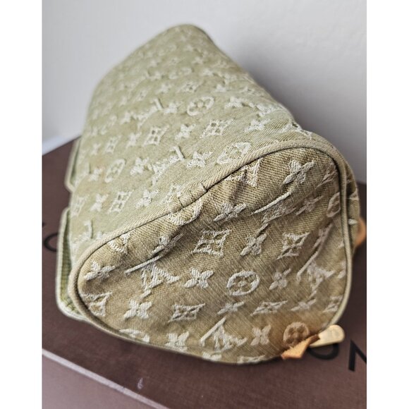 LOUIS VUITTON Green Denim Leather Speedy Neo Monogram Satchel LV LTD EDTN - Picture 16 of 16